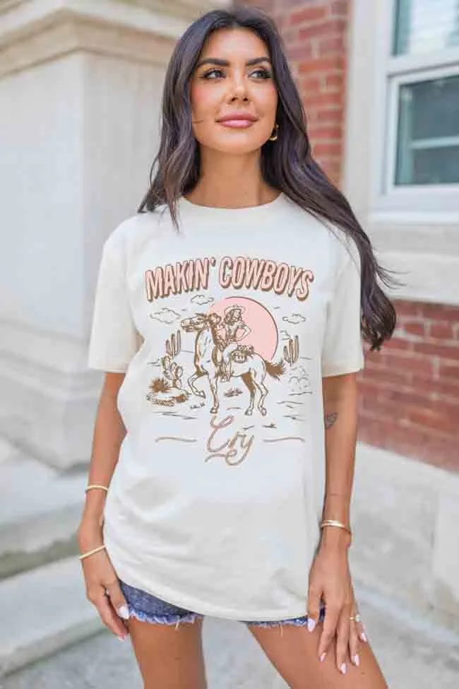 Makin Cowboys Cry Cream Oversized Graphic Tee sold by Pink Lily