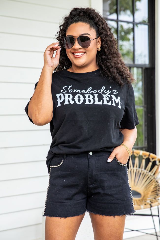 Somebody's Problem Oversized Black Graphic Tee sold by Pink Lily