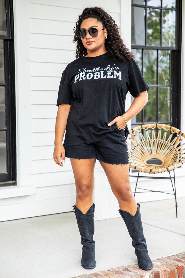 Somebody's Problem Oversized Black Graphic Tee sold by Pink Lily product image thumbnail 4