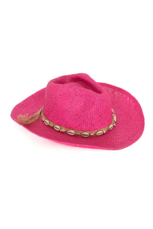 Beach Girl Fuchsia Shell Cowboy Hat SALE sold by Pink Lily