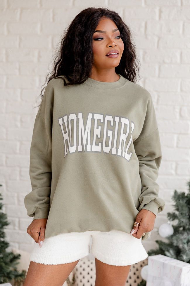 Homegirl Olive Oversized Graphic Sweatshirt DOORBUSTER sold by Pink Lily product image thumbnail 4