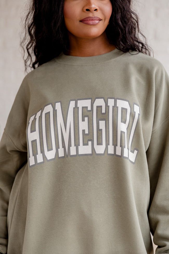 Homegirl Olive Oversized Graphic Sweatshirt DOORBUSTER sold by Pink Lily product image thumbnail 3