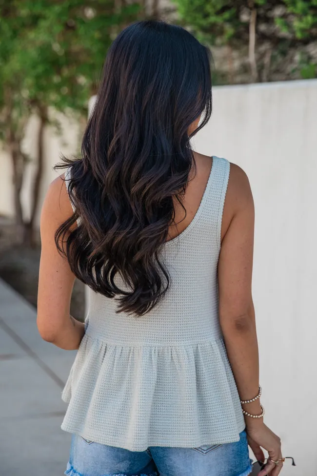 Doing Things Right Sage Henley Waffle Tank sold by Pink Lily product image thumbnail 4