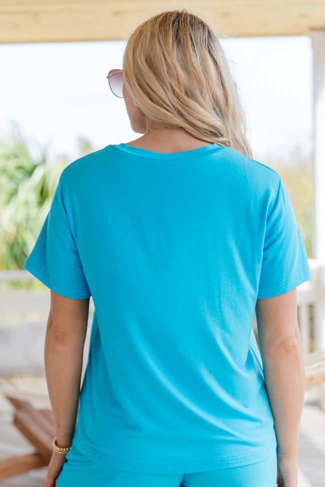 Over The Moon Pool Blue Lyocell Top sold by Pink Lily product image thumbnail 4