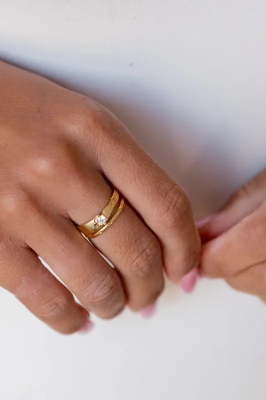 Gold Single Diamond Ring sold by Pink Lily