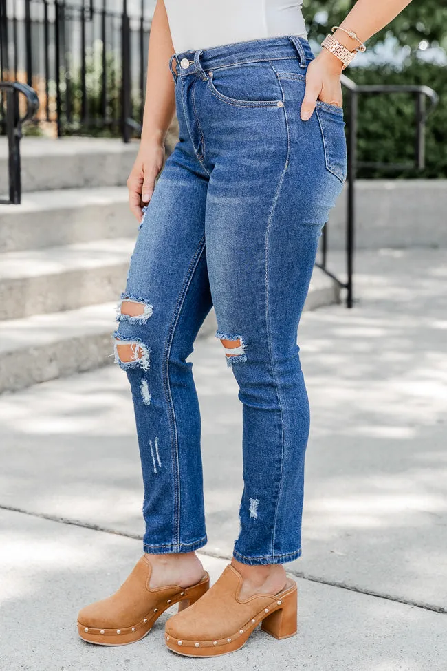 The Mom Jeans Dark Wash Straight Leg Jeans FINAL SALE sold by Pink Lily product image thumbnail 3