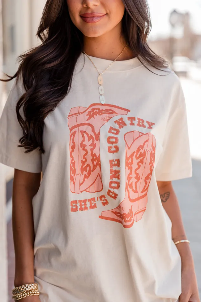 She's Gone Country Ivory Oversized Graphic Tee sold by Pink Lily