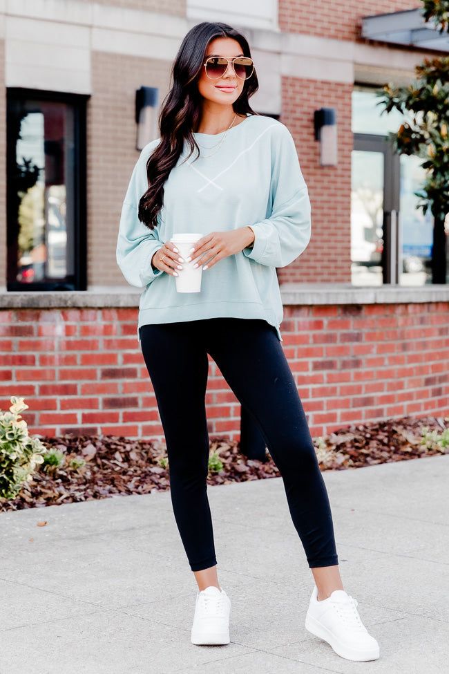 Making My Move Mint Exposed Seam Pullover sold by Pink Lily product image thumbnail 2