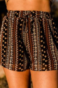 Get Away From It All Black Printed Shorts sold by Pink Lily