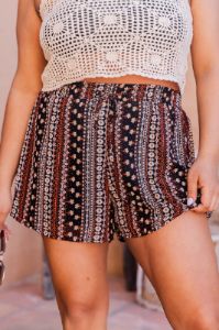 Get Away From It All Black Printed Shorts sold by Pink Lily