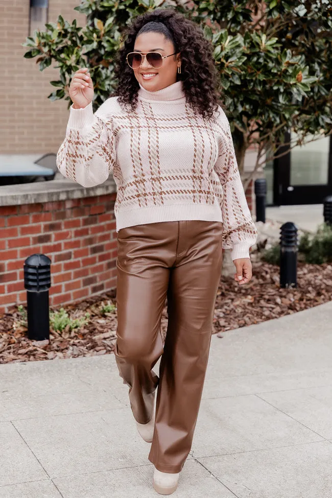 Be True To You Brown Faux Leather Straight Leg Pants FINAL SALE sold by Pink Lily product image thumbnail 4