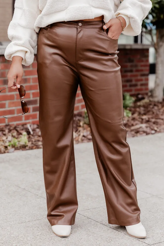 Be True To You Brown Faux Leather Straight Leg Pants FINAL SALE sold by Pink Lily product image thumbnail 5