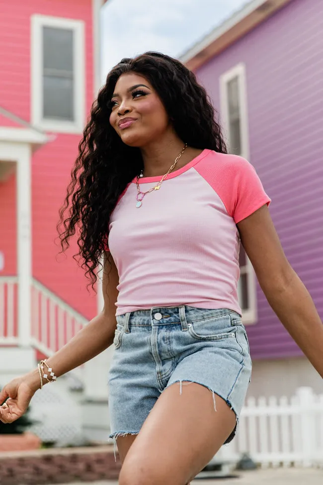 Rad Pink Ribbed Raglan Crop Tee FINAL SALE sold by Pink Lily product image thumbnail 3