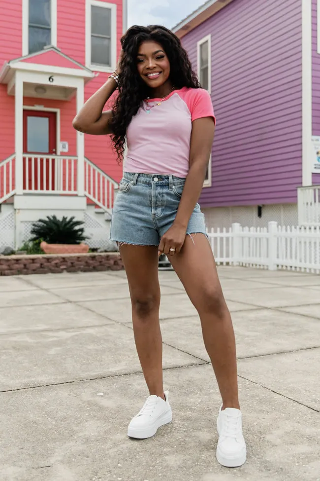 Rad Pink Ribbed Raglan Crop Tee FINAL SALE sold by Pink Lily product image thumbnail 2