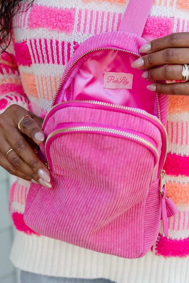Pink Corduroy Sling Bag sold by Pink Lily product image thumbnail 4
