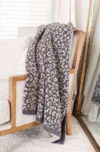 Make Me Believe Dark Grey Small Leopard Print Blanket sold by Pink Lily