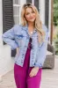 Born To Dream Light Wash Acid Wash Raw Hem Denim Jacket FINAL SALE sold by Pink Lily