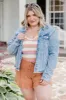 Born To Dream Light Wash Acid Wash Raw Hem Denim Jacket FINAL SALE sold by Pink Lily