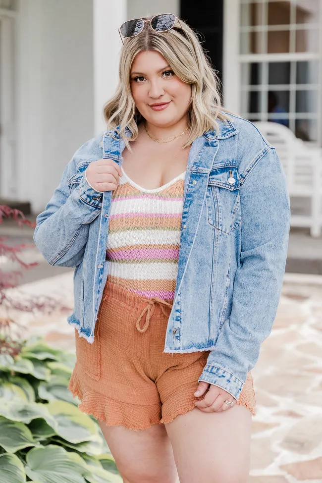 Born To Dream Light Wash Acid Wash Raw Hem Denim Jacket FINAL SALE sold by Pink Lily product image thumbnail 5