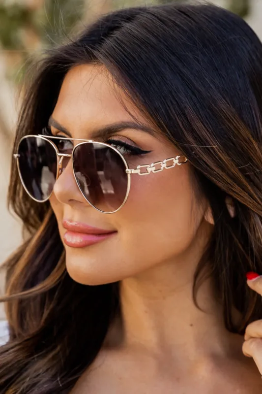 No Roots Gold Round Aviator Sunglasses FINAL SALE sold by Pink Lily