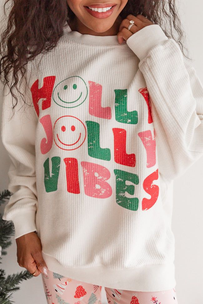 Holly Jolly Vibes Cream Graphic Sweatshirt sold by Pink Lily product image thumbnail 2