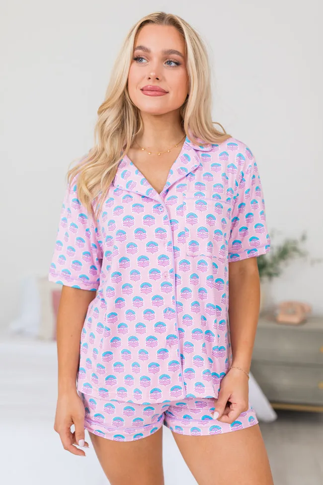 Under The Stars In Azalea Gardens Short Sleeve Bamboo Pajama Top FINAL SALE sold by Pink Lily