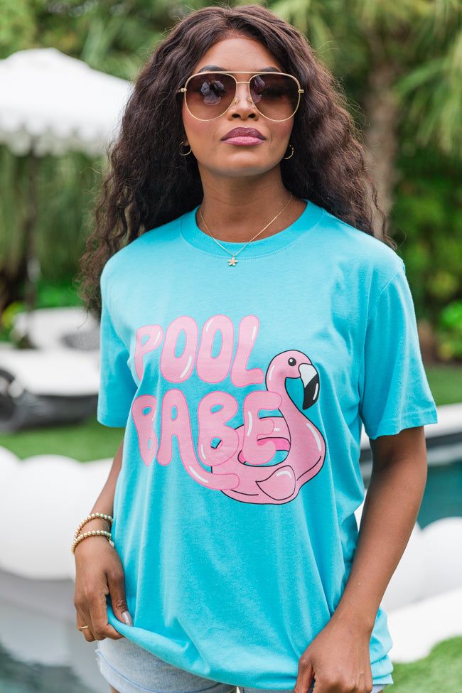Pool Babe Aqua Blue Oversized Graphic Tee sold by Pink Lily product image thumbnail 3