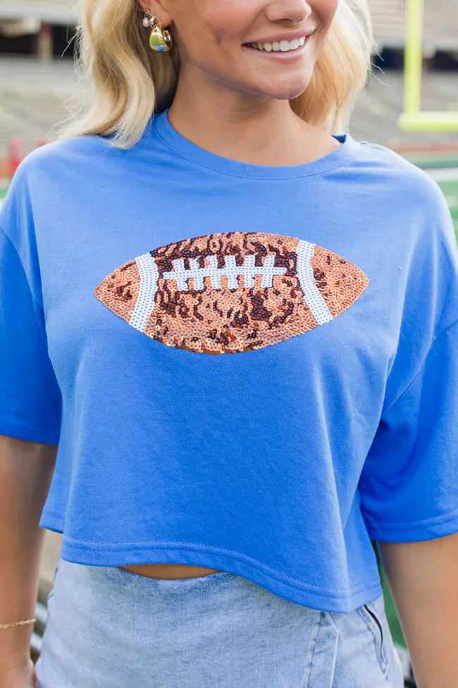 End Zone Elegance Blue Football Sequin Tee FINAL SALE sold by Pink Lily product image thumbnail 3