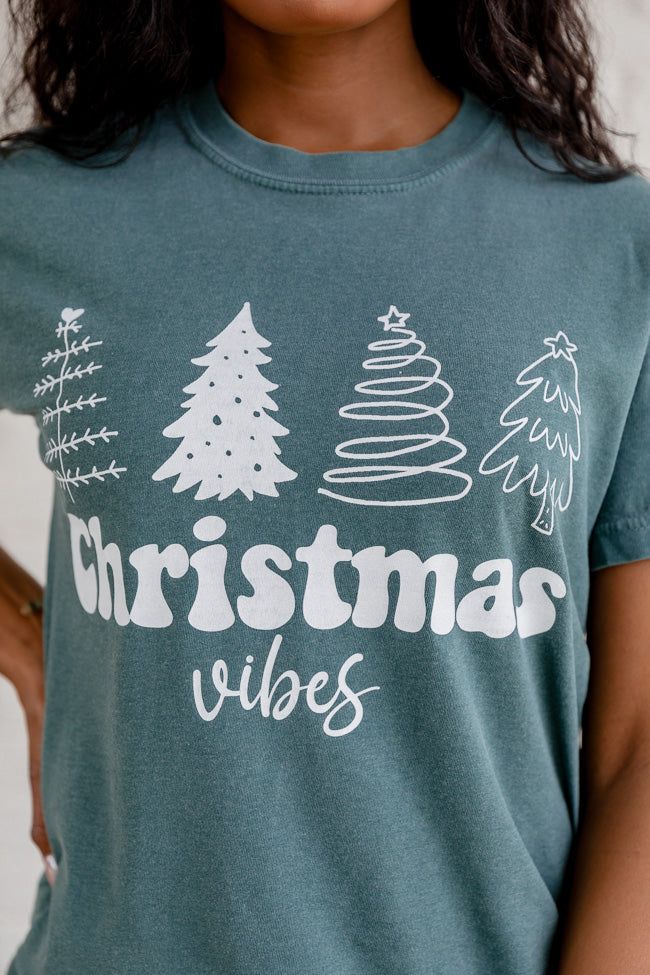 Christmas Vibes Dark Green Graphic Tee sold by Pink Lily product image thumbnail 4
