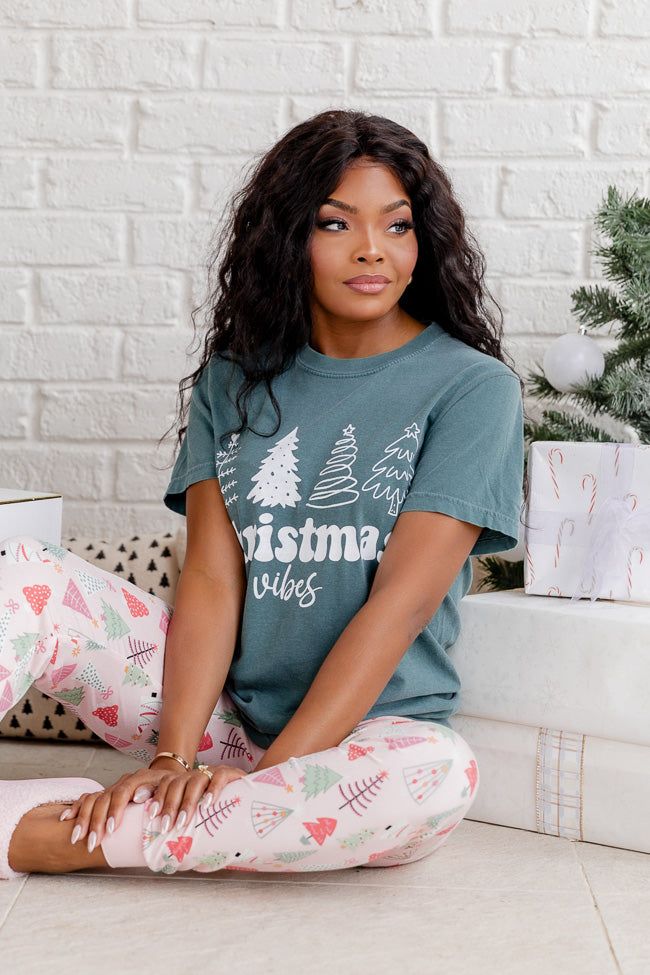 Christmas Vibes Dark Green Graphic Tee sold by Pink Lily product image thumbnail 3