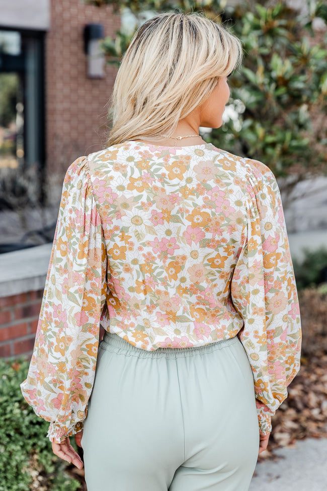 Having Mixed Feelings Multicolor Floral Long Sleeve Bodysuit sold by Pink Lily product image thumbnail 4