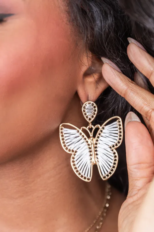 White Butterfly Earrings SALE sold by Pink Lily