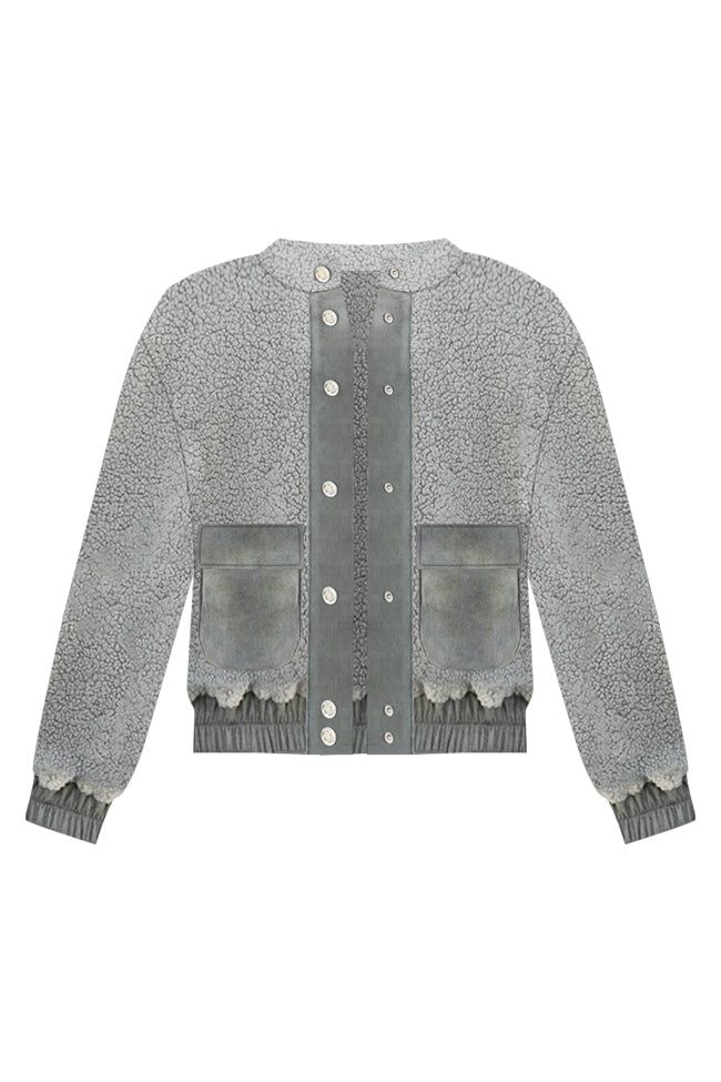 All On My Own Olive Sherpa And Suede Bomber Jacket FINAL SALE sold by Pink Lily product image thumbnail 6