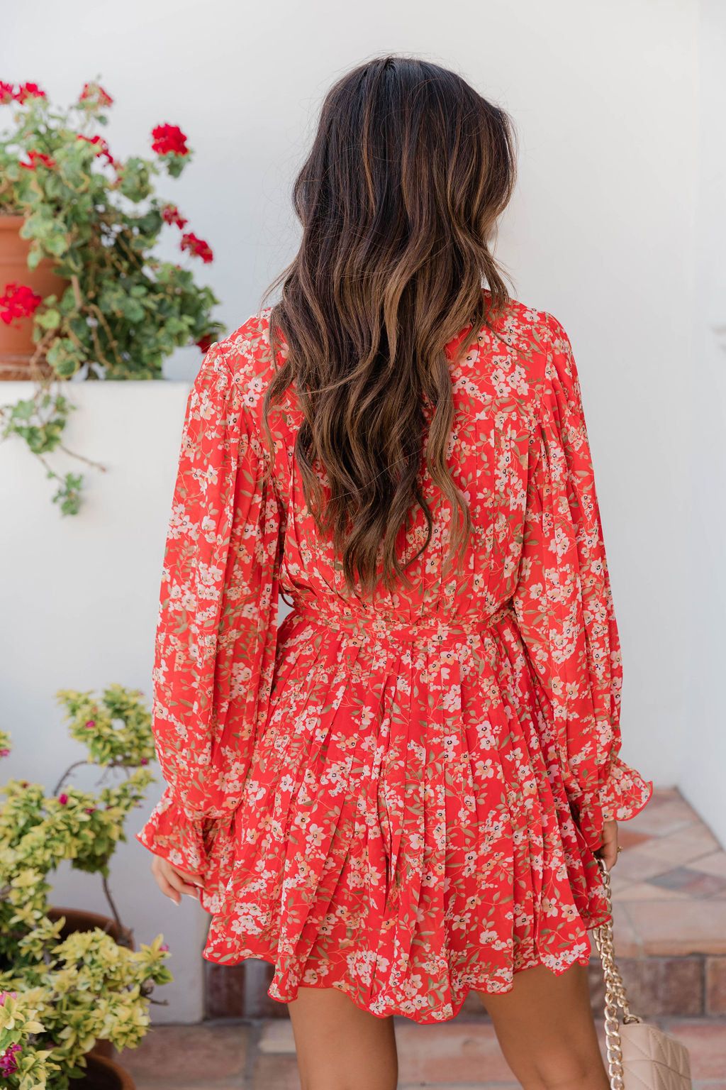 Pretty On Point Red Floral Pleated Romper FINAL SALE sold by Pink Lily product image thumbnail 4