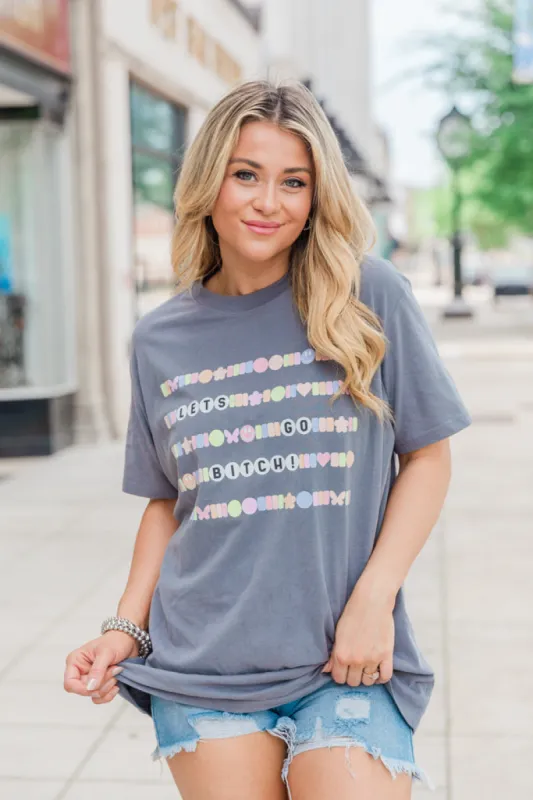 Lets Go Bitch Grey Oversized Graphic Tee sold by Pink Lily