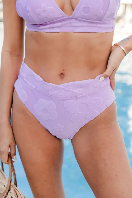 Cancun Kisses Orchid Purple Daisy Terry Bikini Bottoms FINAL SALE sold by Pink Lily