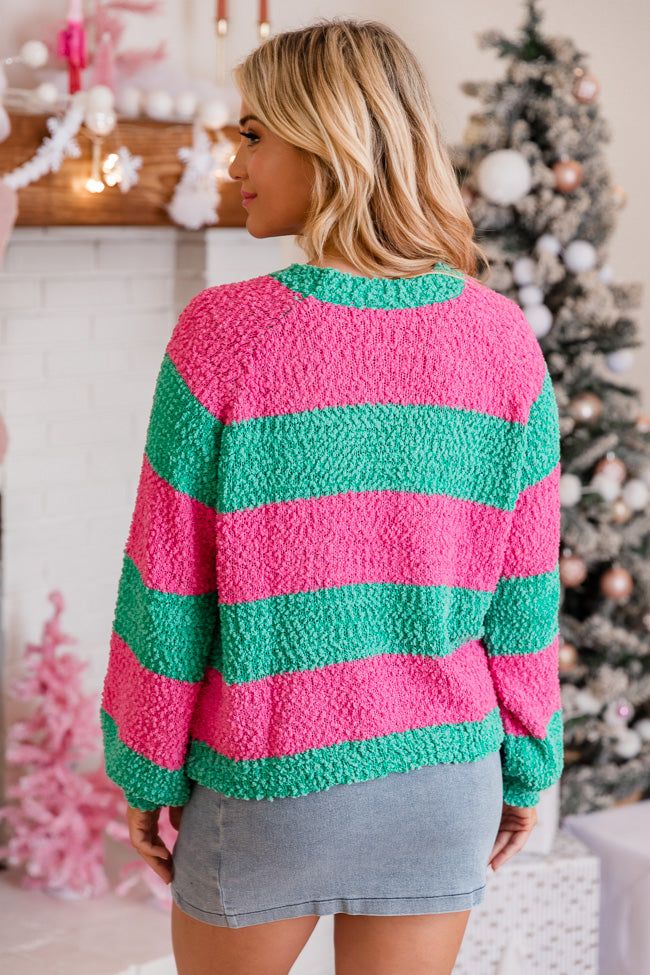 Everything Changes Pink And Green Striped Popcorn Sweater sold by Pink Lily product image thumbnail 4