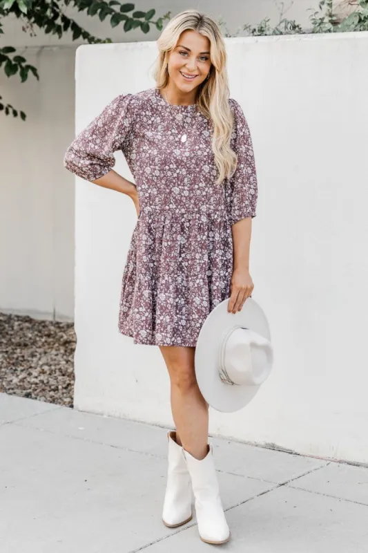 Electric Nights Brown Floral Mini Dress FINAL SALE sold by Pink Lily
