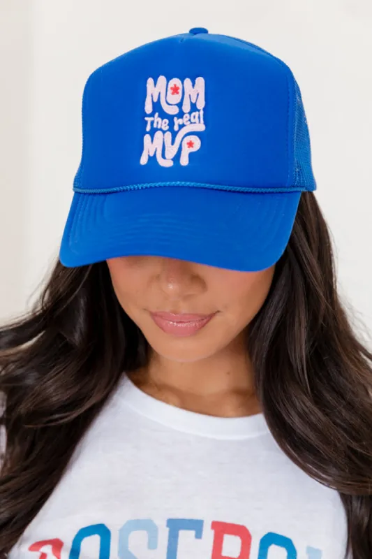 Mom The Real MVP Blue Trucker Hat FINAL SALE sold by Pink Lily