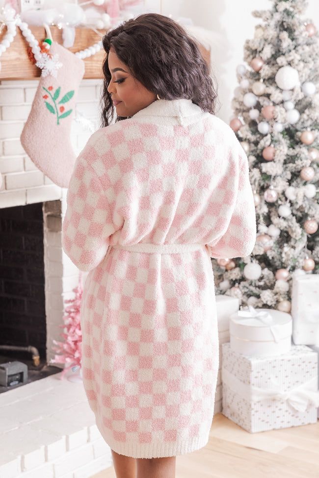 Relax and Unwind Pink Mini Checkered Robe sold by Pink Lily product image thumbnail 5