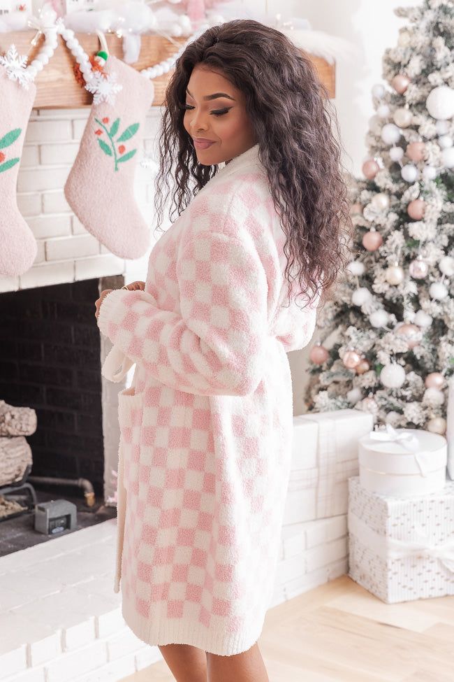 Relax and Unwind Pink Mini Checkered Robe sold by Pink Lily product image thumbnail 4