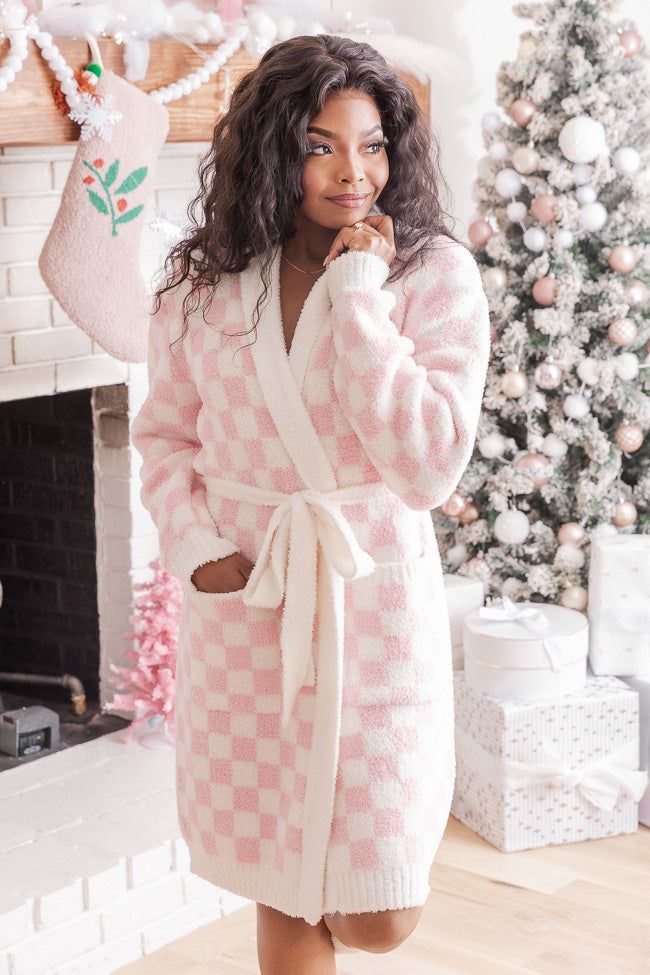 Relax and Unwind Pink Mini Checkered Robe sold by Pink Lily product image thumbnail 3