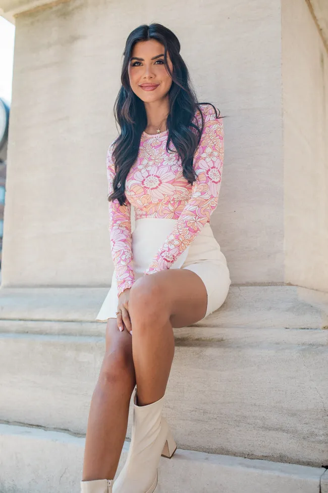 Autumn Blooms Pink Multi Printed Long Sleeve Bodysuit sold by Pink Lily product image thumbnail 2