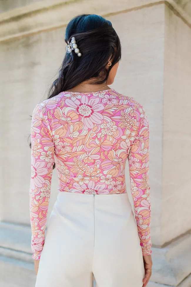 Autumn Blooms Pink Multi Printed Long Sleeve Bodysuit sold by Pink Lily product image thumbnail 5