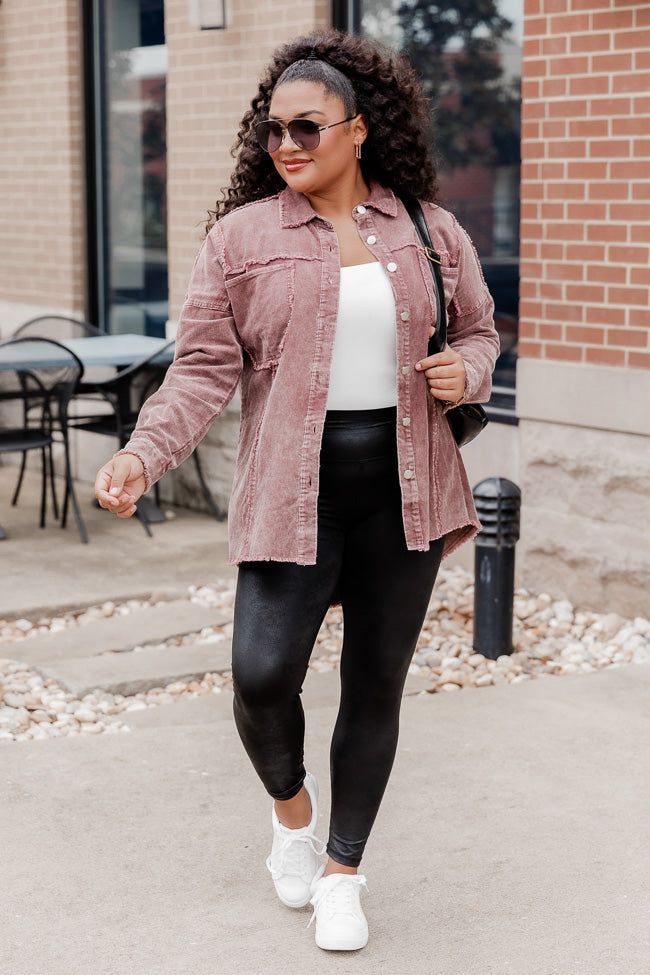 Never Know What Happens Brown Acid Washed Cord Shacket FINAL SALE sold by Pink Lily product image thumbnail 8