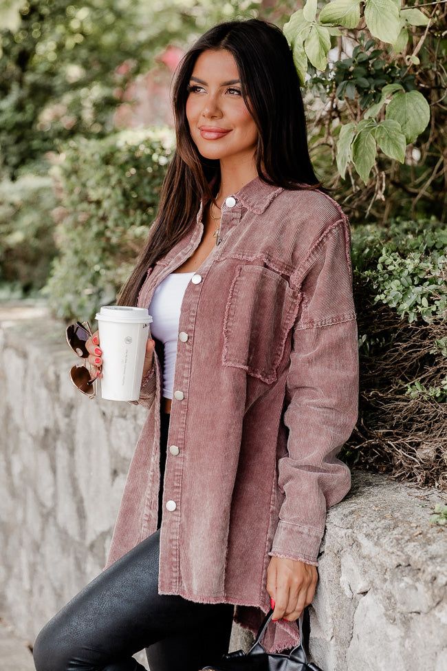 Never Know What Happens Brown Acid Washed Cord Shacket FINAL SALE sold by Pink Lily product image thumbnail 2