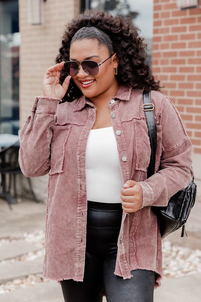 Never Know What Happens Brown Acid Washed Cord Shacket FINAL SALE sold by Pink Lily product image thumbnail 9