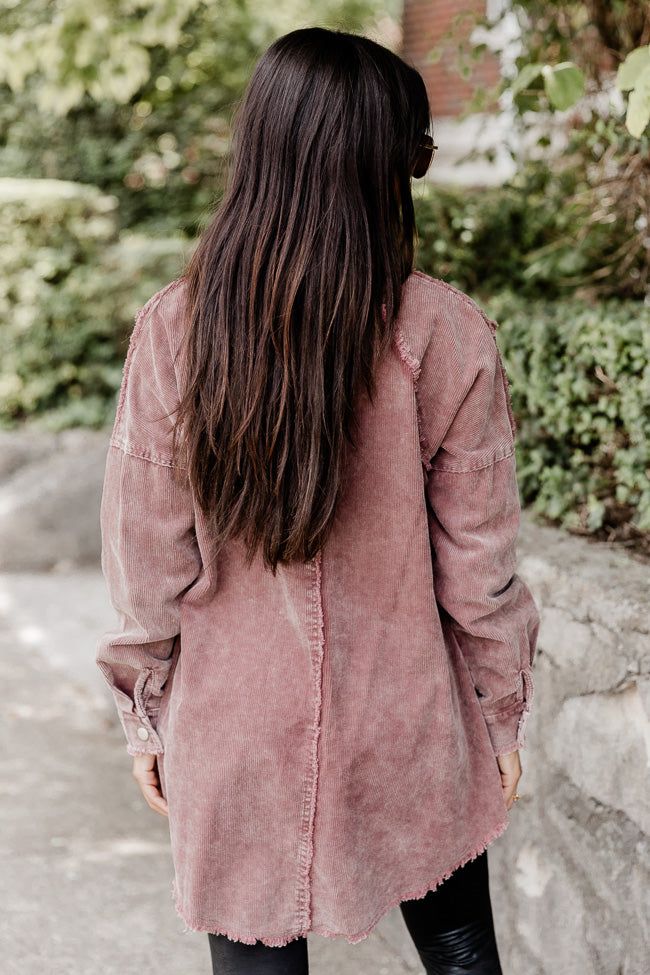 Never Know What Happens Brown Acid Washed Cord Shacket FINAL SALE sold by Pink Lily product image thumbnail 6