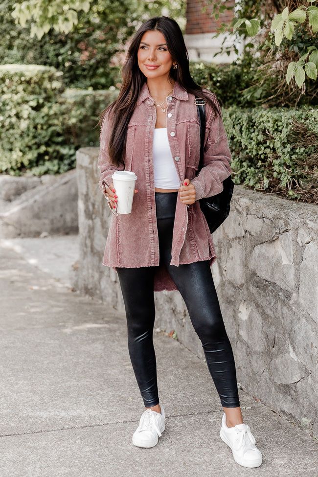 Never Know What Happens Brown Acid Washed Cord Shacket FINAL SALE sold by Pink Lily product image thumbnail 4