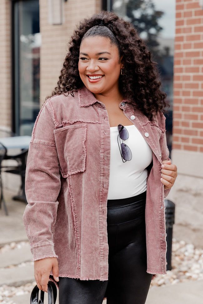 Never Know What Happens Brown Acid Washed Cord Shacket FINAL SALE sold by Pink Lily product image thumbnail 7